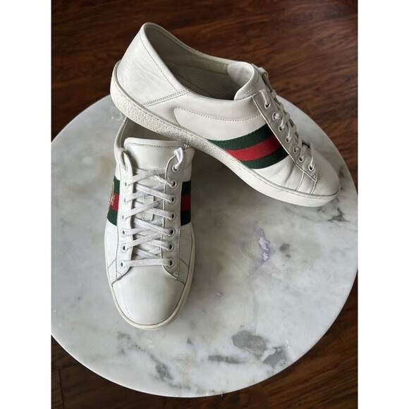 Gucci Ace Bee Embroidered Sneaker White Leather Web Stripe Mens Size 10 Sneakers main image 9